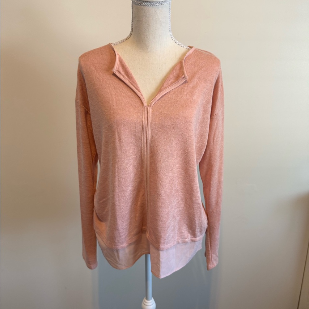 Women's Pink Long Sleeve Lightweight Sweater